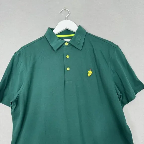 Swag Golf Masters Polo Shirt Mens Large Green Skull Logo Embroidered Performance - Picture 2 of 12